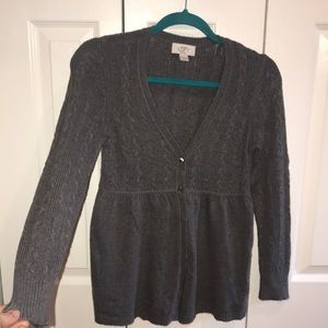 grey two button babydoll styled cardigan